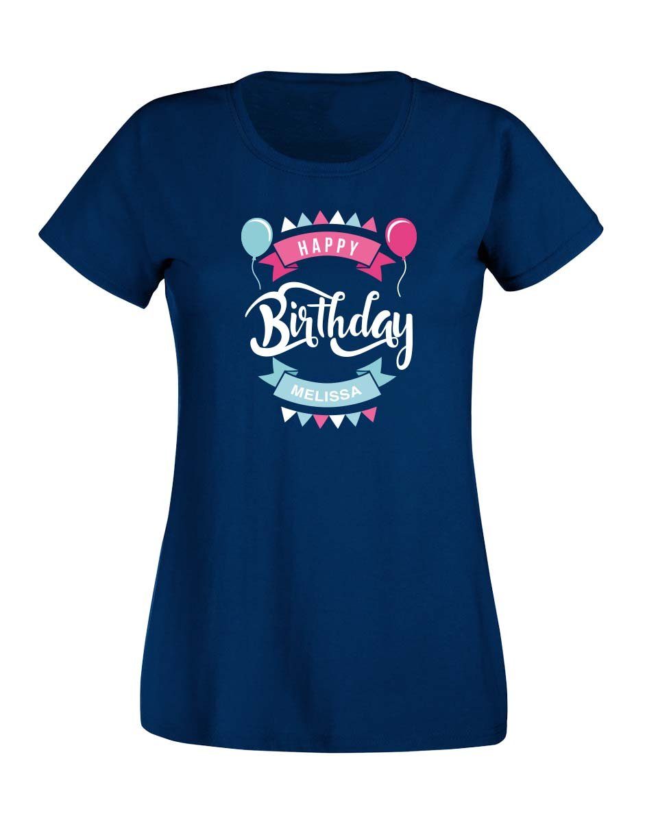 Personalised Girly Happy Birthday T-shirt - Print Chimp