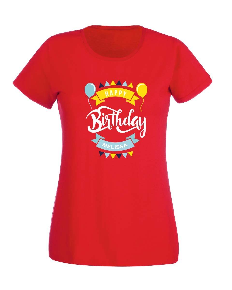 Personalised Girly Happy Birthday T-shirt - Print Chimp