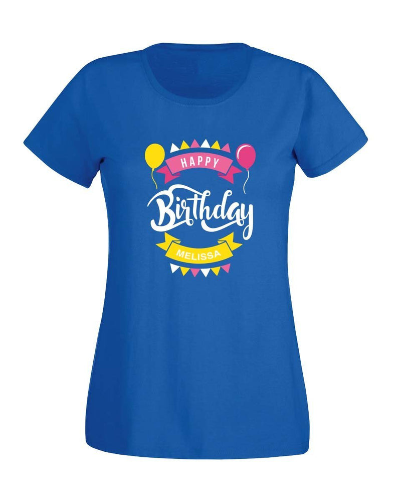 Personalised Girly Happy Birthday T-shirt - Print Chimp