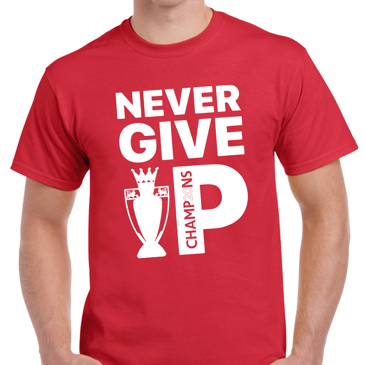 Liverpool Never Give Up Champions T-shirt - Print Chimp