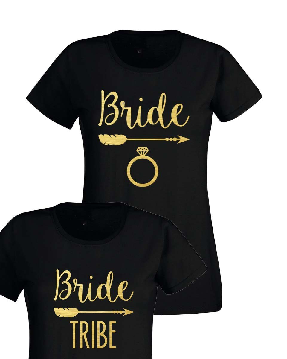 T-Shirt Addio Al Nubilato 'Bride Tribe' Nero, Unisex Cotone, Taglie XS-3XL, Bomboniera Per Testimone