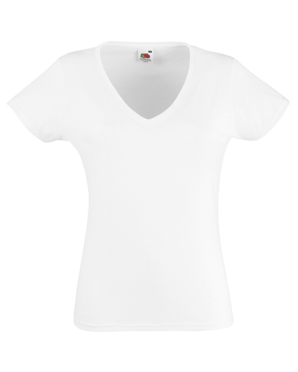Fruit Of The Loom Ladies Fit Valueweight V-Neck T-shirt - Print Chimp